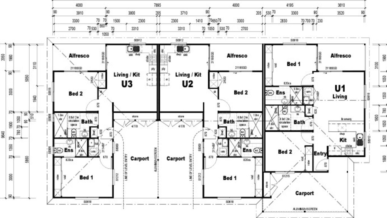 Plans for the five unit development slated for Gin Gin. Image credit: Adapt Town Planning.