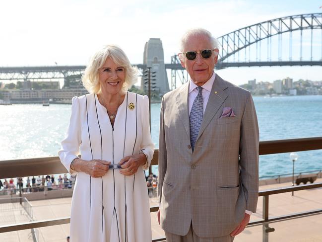 SYDNEY, AUSTRALIA - OCTOBER 22: King Charles III and Queen Camilla pose for a photo in front of Sydney Harbour Bridge on October 22, 2024 in Sydney, Australia. The King's visit to Australia is his first as monarch, and the Commonwealth Heads of Government Meeting (CHOGM) in Samoa will be his first as head of the Commonwealth. (Photo by Chris Jackson/Getty Images)