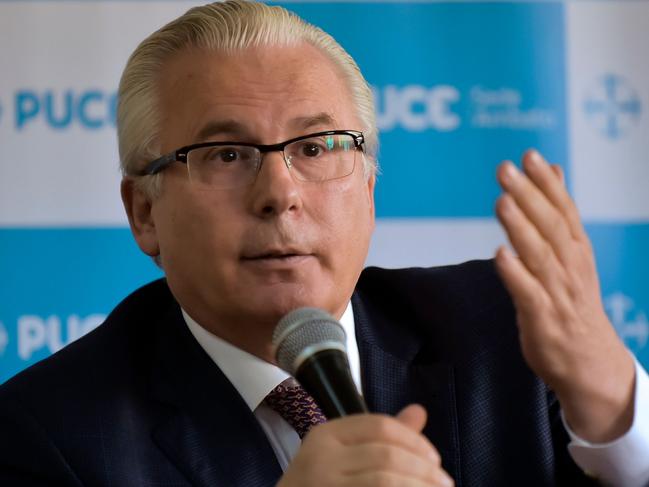 Spanish former judge Baltasar Garzon, lawyer of WikiLeaks founder, Australian Julian Assange, speaks during a press conference. Picture: AFP