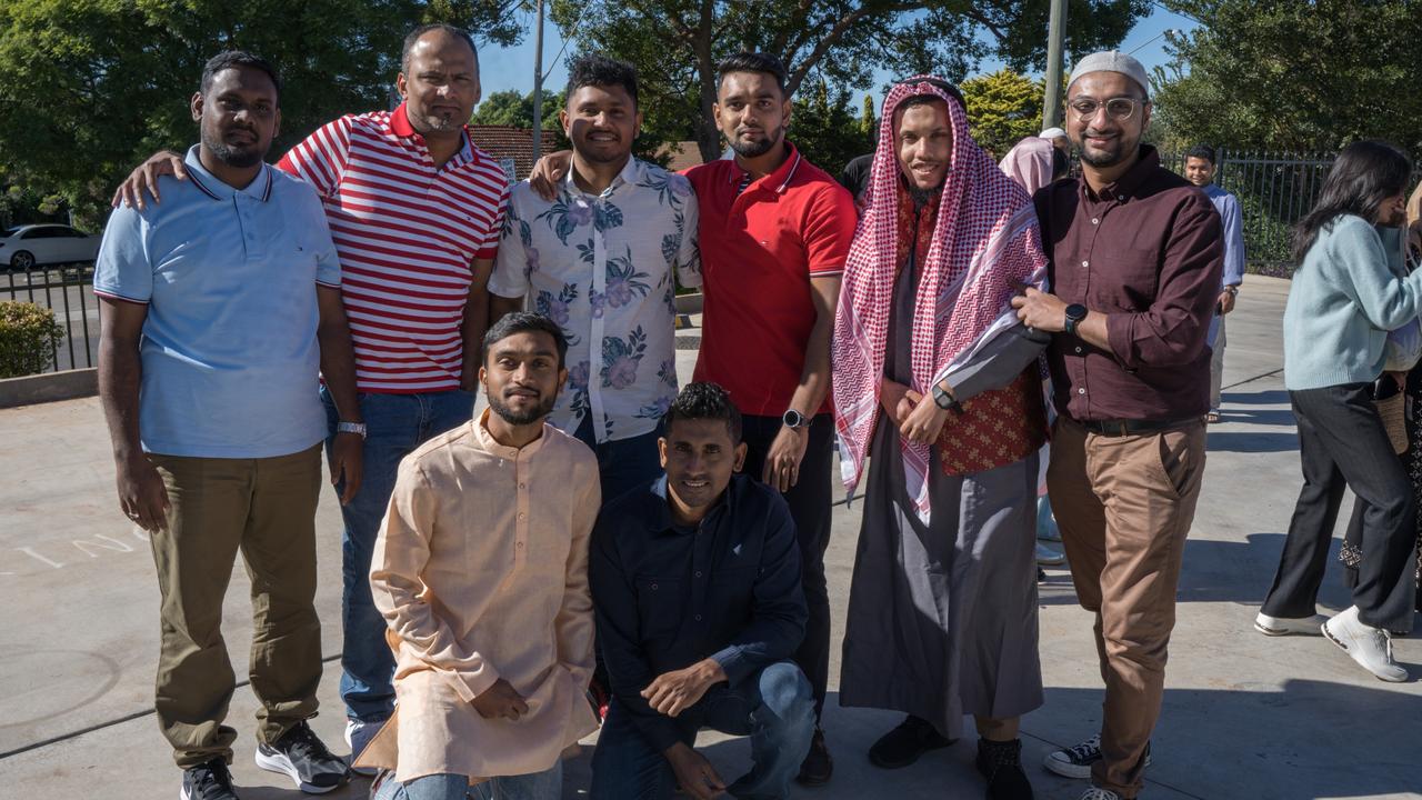 A group of men from Sri Lanka at Toowoomba Mosque eid al-fitr celebrations. Wednesday, April 10, 2024 Picture: Christine Schindler