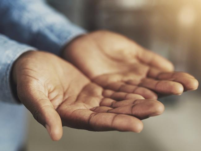 Cropped shot of two open hands