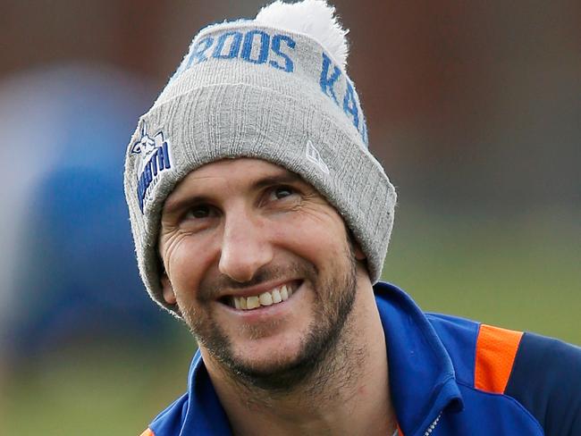 MELBOURNE, AUSTRALIA - JULY 05:  Jarrad Waite of the Kangaroos looks on during a North Melbourne Kangaroos AFL training session at Arden Street Ground on July 5, 2018 in Melbourne, Australia.  (Photo by Darrian Traynor/Getty Images)