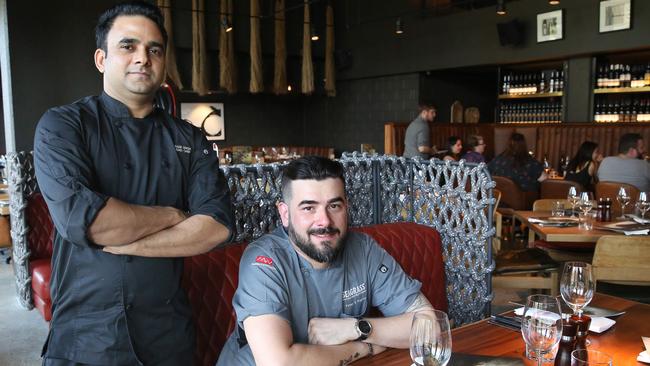 Head chef Jassi Singh with national executive chef Peter Popow. Picture: Angelo Velardo