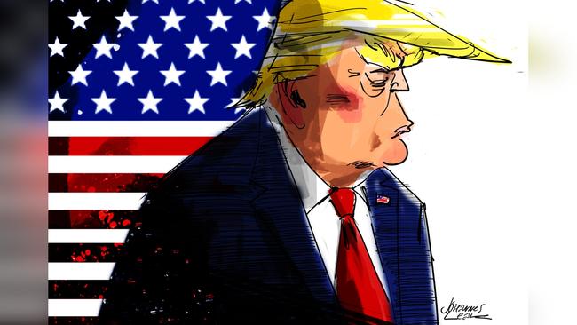 US President Donald Trump. Illustration: Johannes Leak