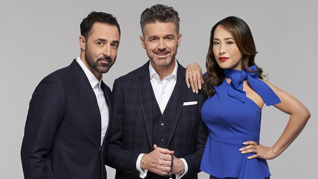 Celebrity chef Jock Zonfrillo, centre, with fellow MasterChef judges Andy Allen and Melissa Leong. Picture: Network Ten