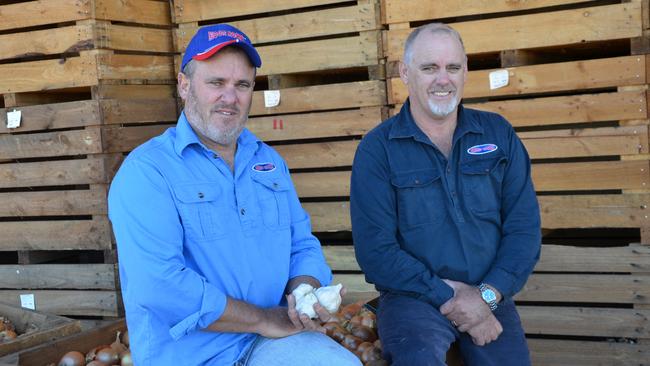 Andrew and David Moon from St George family business Moonrocks want to reduce the import of garlic into Australia. Contributed