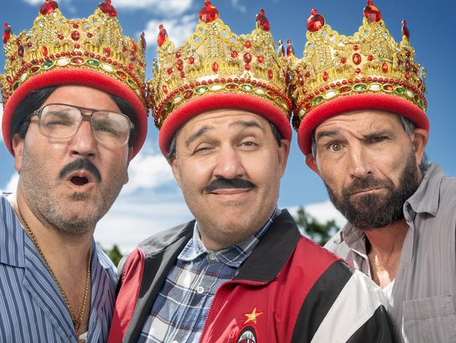 Lord Mayor Nick Reece will reveal the 2025 Moomba MonarchÃ¢â¬â¢s and Festival program at Alexandra Star Bush alongside Moomba talent and colour opportunities. The 2025 Melbourne Monarchs are the Melbourne born and bred comedy troupe, Sooshi Mango. The trio are brothers Carlo and Joe Salanitri and friend Andrew Manfre. Picture: Tony Gough