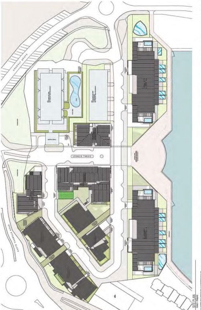 A proposed addition to the Port of Airlie includes a resort, townhouses and dining and entertainment facilities to cover the entire vacant site between The Beacons and Shute Harbour Rd. Picture: WRC