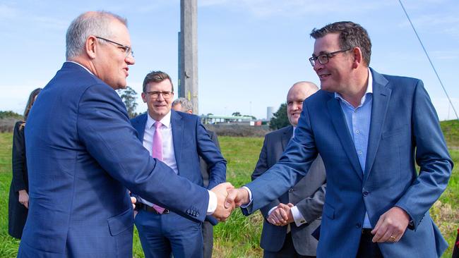 Prime Minister Scott Morrison and Victorian Premier Daniel Andrews meet earlier this year. Picture: Mark Stewart