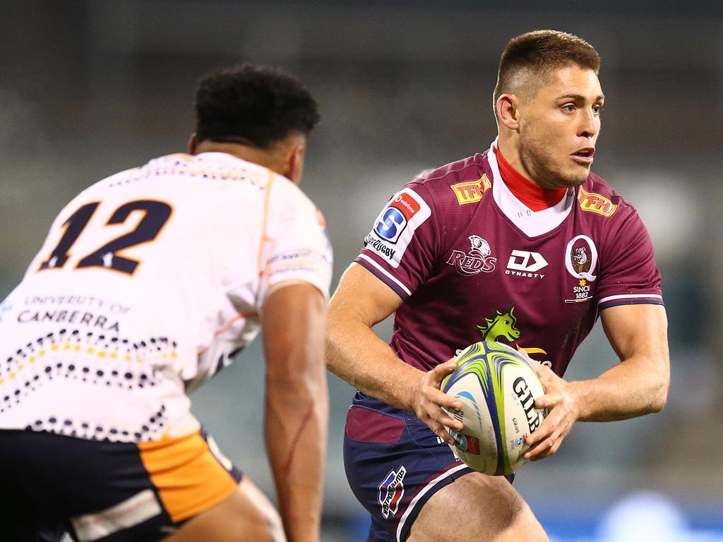 Reds star James O’Connor on the move against the Brumbies. Picture: Mark Nolan/Getty Images