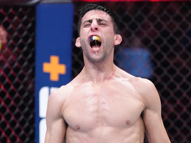 VANCOUVER, BRITISH COLUMBIA - JUNE 10:  Steve Erceg of Australia celebrates his victory over David Dvorak of the Czech Republic in their flyweight fight during the UFC 289 event at Rogers Arena on June 10, 2023 in Vancouver, Canada. (Photo by Jeff Bottari/Zuffa LLC)