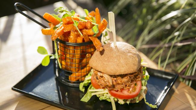 The pulled pork slider with fries at MealMachines Cafe. Picture: EDDIE SAFARIK.