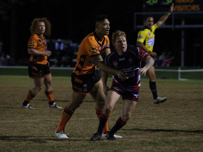 Israel Folau makes his Rugby League Gold Coast debut for Southport Tigers against defending champions Runaway Bay at Owen Park, Southport. Pic Mike Batterham