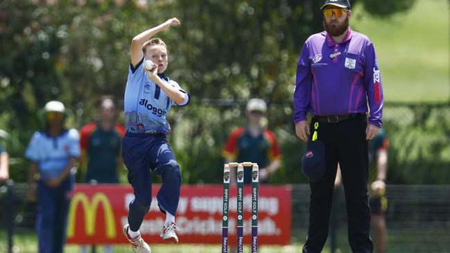 Callum van Huisstede bowling for City. Picture: Michael Gorton