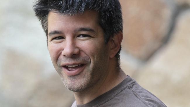 FILE - In this July 10, 2012 file photo, Uber CEO and co-founder Travis Kalanick arrives at the Allen & Company Sun Valley Conference in Sun Valley, Idaho. In the midst of a controversy involving a top executive who reportedly suggested paying $1 million to dig up dirt on a journalist critical of the company, Kalanick on Wednesday, Nov. 19, 2014 gave a speech to current and potential investors at a Goldman Sachs technology conference in Las Vegas. (AP Photo/Paul Sakluma, File)