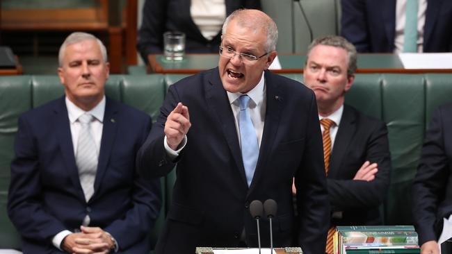 PM Scott Morrison during Question Time yesterday. Picture: Kym Smith