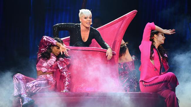 Pink is the square peg outsider who’s made it on her own terms. Picture: Quinn Rooney/Getty Images