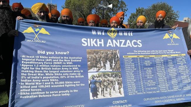 Local Sikh community remembers the thousands of Sikh men that fought and died in the Australian Imperial Force. Picture: Facebook