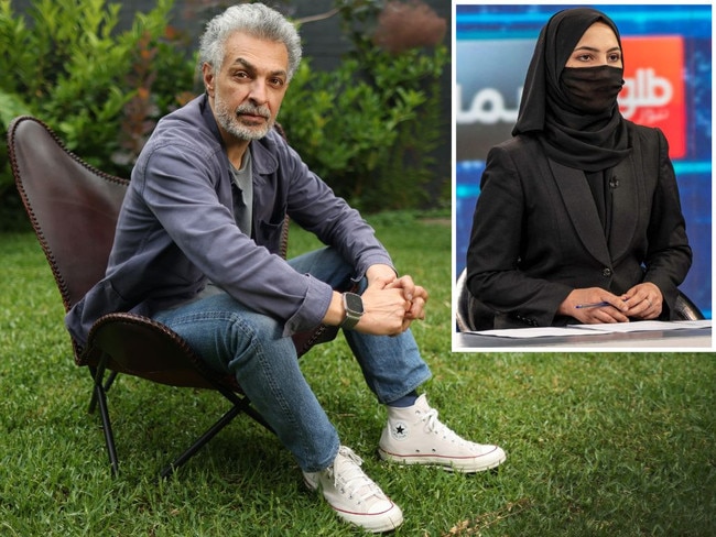 Media boss Saad Mohseni; and inset, Tolo TV news presenter Sonia Niazi. Picture: Alex Coppel/AFP