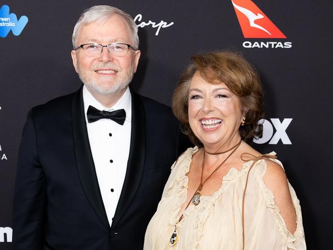 Australia's Ambassador to the United States of America,  Kevin Rudd with his wife  Therese at the 2025 G'Day USA Gala in Los Angeles on February 22, 2025.Picture: Supplied/G'Day USA/Chris Schmitt Photo