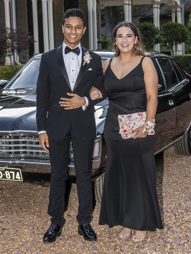 Noah Shaju and Anri Herholdt. Highlands Christian College formal at Gabbinbar Homestead. Wednesday. 18th Nov 2020 Picture: Nev Madsen