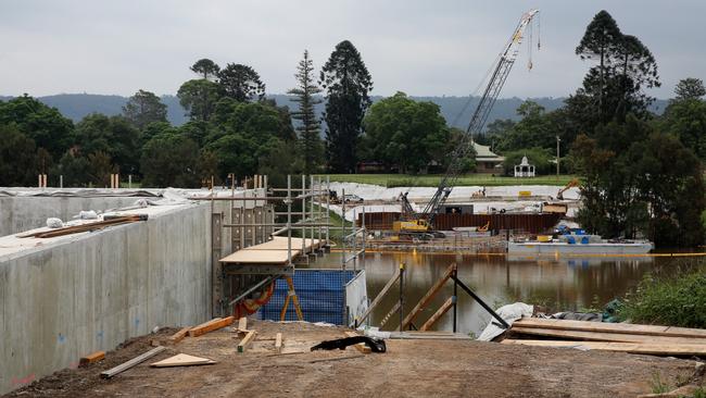 Work is continuing on the Green Bridge, pictured looking west towards Punt Rd. Picture: Peter Kelly