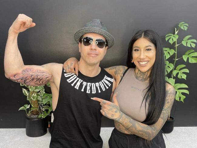 Melanie Habarakada tattooed Jon Seda. Picture: Supplied