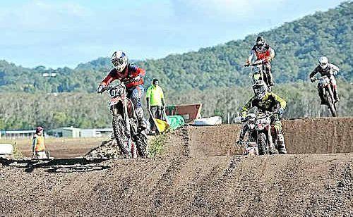 Action from the last round of the Intermediate Lites division at the Queensland Motocross Championships at Coolum. Picture: BRETT WORTMAN