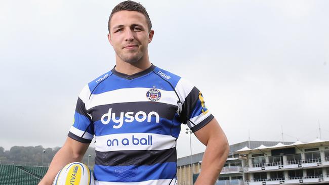 BATH, ENGLAND - OCTOBER 30: Bath Rugby's new signing Sam Burgess, poses during the media session held at the Recreation Ground on October 30, 2014 in Bath, England. (Photo by David Rogers/Getty Images)