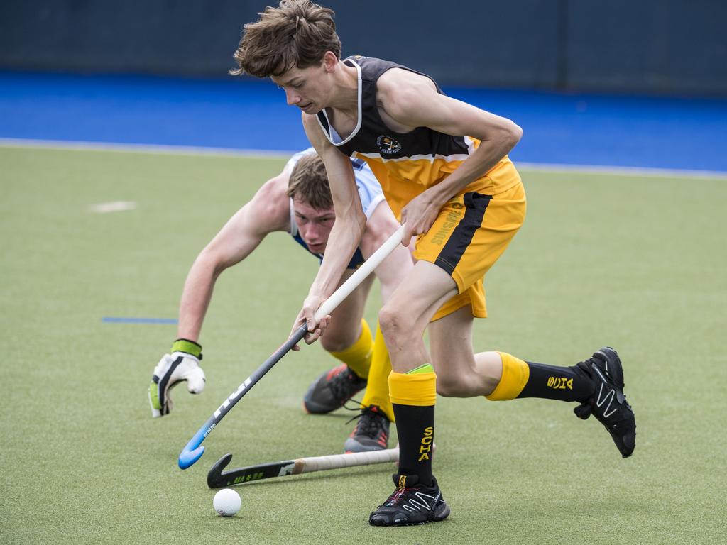 Matt Wallace of Sunshine Coast against Toowoomba 1 in Hockey Queensland Championships at Clyde Park, Sunday, May 2, 2021. Picture: Kevin Farmer