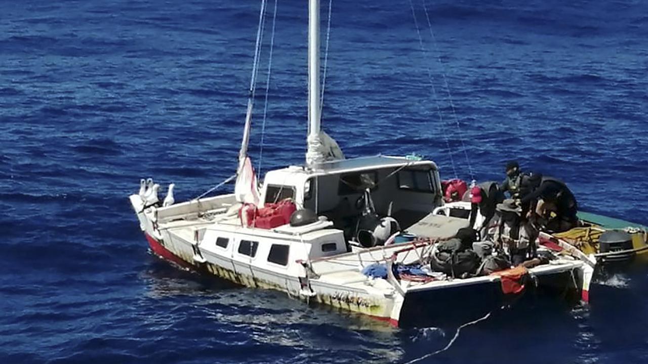 This catamaran that Tim Shaddock and Bella travelled on. (Photo by Handout / Grupomar / AFP)