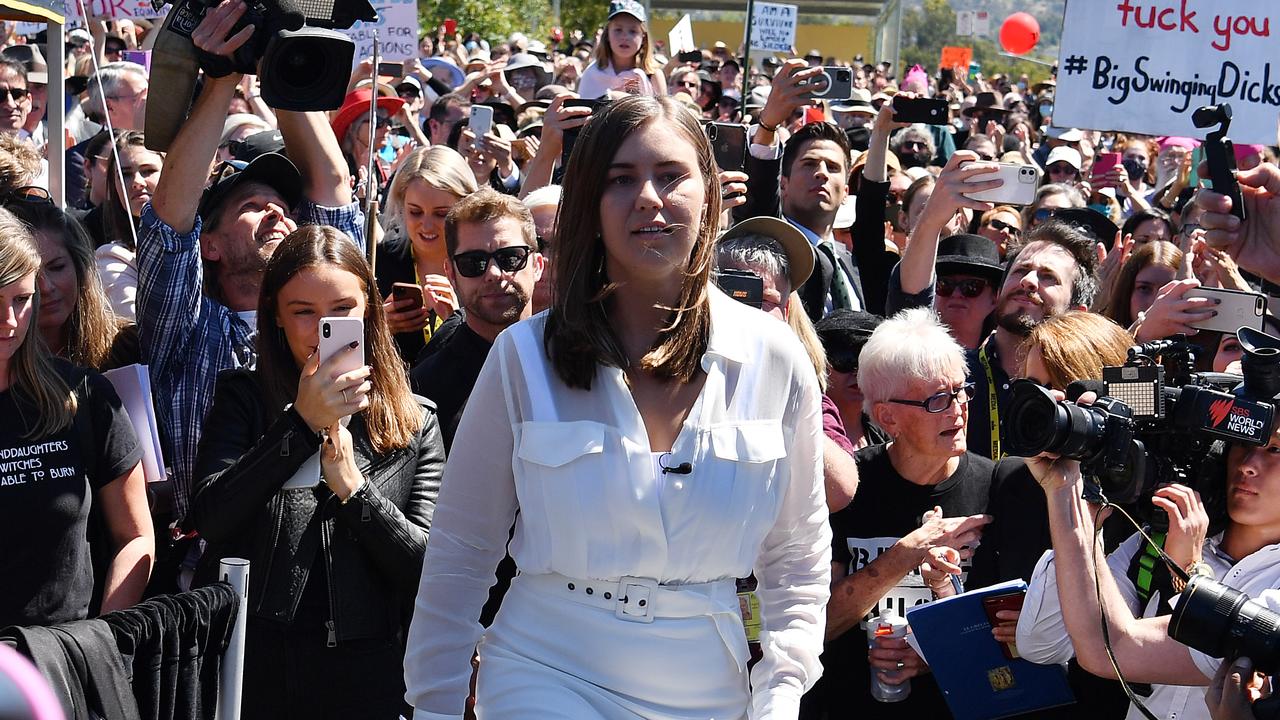 In releasing the report, the PM praised Brittany Higgins for driving a national conversation on the issues included in the document. Picture: Sam Mooy/Getty Images