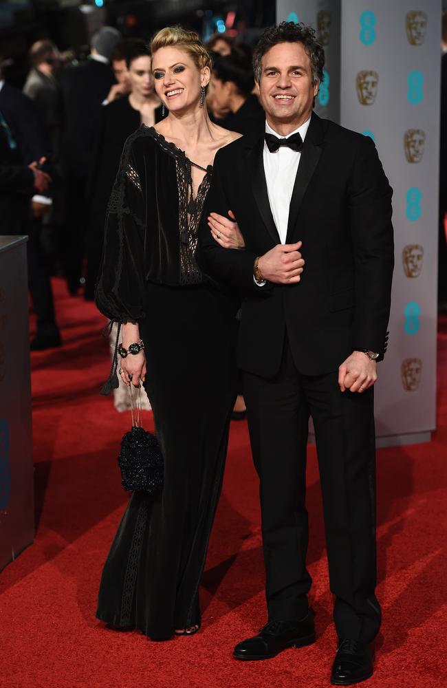 Sunrise Coigney and Mark Ruffalo attend the British Academy Film Awards at the Royal Opera House on February 14, 2016 in London. Picture: Getty