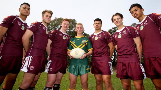 The Keebra Park High School guns of 2015: Jono Siofele, Billy Mozer, Geordie Brand, Tanah Boyd, David Fifita, Sebastian Winter Chang and Ioane Seuili. Boyd would be crucial to luring Fifita to the Titans.