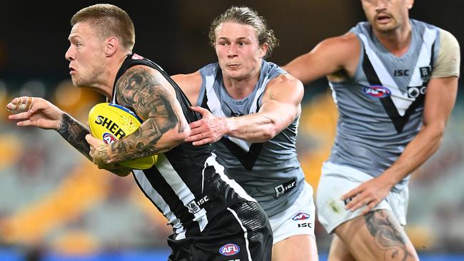 If Port Adelaide is serious about contending in 2021, beating Collingwood at Adelaide Oval is a must. Picture: Quinn Rooney/Getty Images