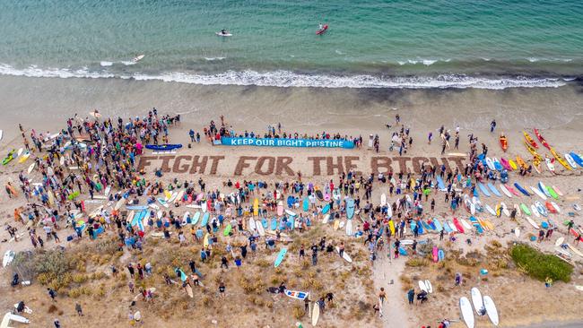 Fight for The Bight protest at Victor Harbor on Sunday. Picture: Nathan Godwin 