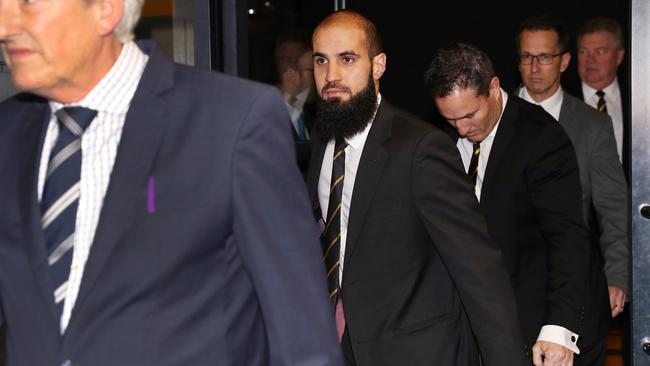 Richmond’s Bachar Houli arrives at the AFL tribunal. Picture: Michael Klein