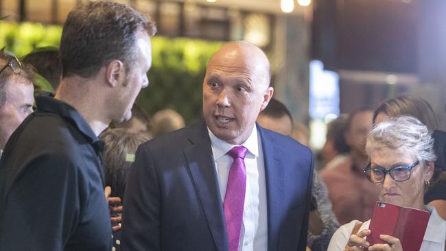 Peter Dutton talks to constituents at Club Pine Rivers. Picture: AAP Image/Glenn Hunt