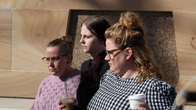 Pheobe Bishops's sister outside of Bundaberg Court House with supporters. Picture: Liam Kidston.