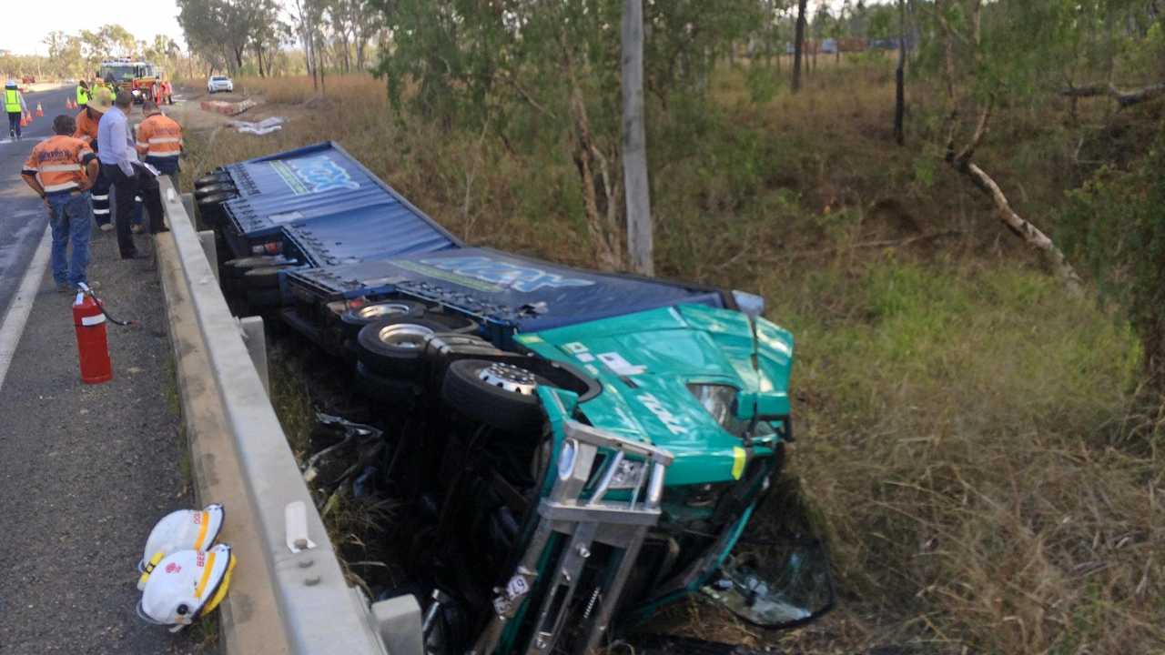 UPDATE: Truckie ‘lucky’ After B-double Rolls Off Bruce Hwy, Rocky | The ...