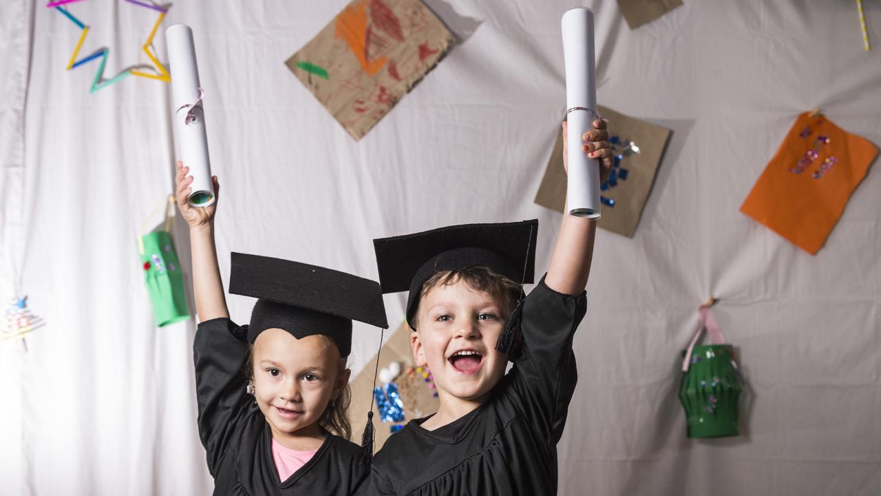 Deleilah Hunt and Michael Nolan prepare for their Rosemont Cottage early education centre graduation, Wednesday, November 24, 2021. Picture: Kevin Farmer