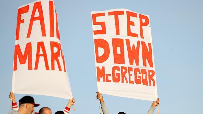 George Youssif’s banners during a game against Parramatta at Kogarah. Photo: Mark Kolbe/Getty Images