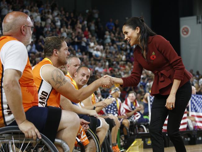 Meghan, Duchess of Sussex pictured at the Invictus Games Wheelchair Basketball gold medal game at the Quaycentre arena at Sydney Olympic Park in Homebush, Sydney. Picture: Richard Dobson