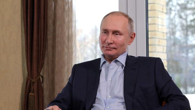 Vladimir Putin holds a meeting with Russian students via a videoconference. Picture: AFP.