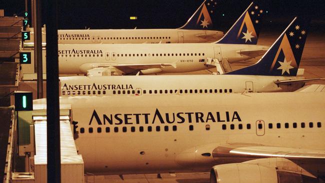 Grounded Ansett planes in Melbourne in September 2001.