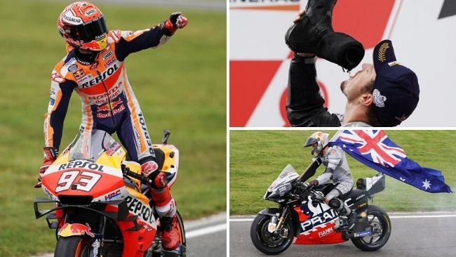 Marc Marquez was too good, but Aussie Jack Miller celebrated his podium finish with a shoey.