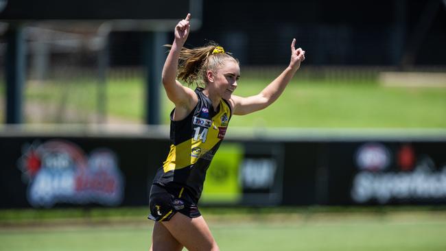 Gabrielle Deller as the Nightcliff Tigers took on the Palmerston Magpies in the 2024-25 NTFL women's semi-final. Picture: Pema Tamang Pakhrin