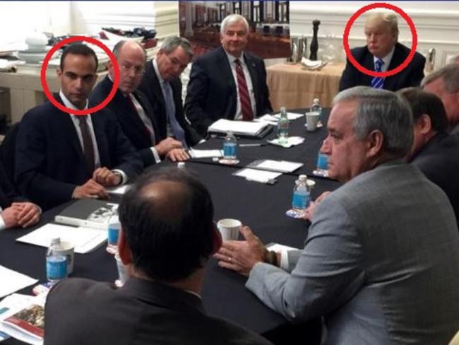 Donald Trump tweeted a picture in March of 2016 that shows George Papadopoulos in a national security meeting with him.