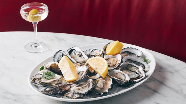 Oysters and snack-sized martini at Bar Margaux. Picture: Gareth Sobey