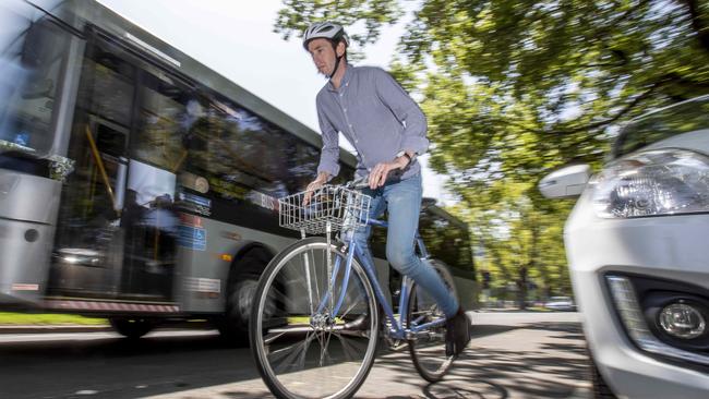 RACV has called for a trial of minimum passing distances for motorists overtaking cyclists. Picture: Tim Carrafa